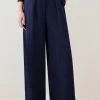 Karen Millen Petite Relaxed Tailored Wide Leg Trousers -Karen Millen shop navy petite relaxed tailored wide leg trousers