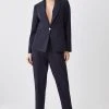 Karen Millen Petite Slim Leg Trouser -Karen Millen shop navy petite slim leg trouser