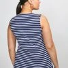 Karen Millen Plus Size Organic Cotton Jersey Stripe Scoop Vest