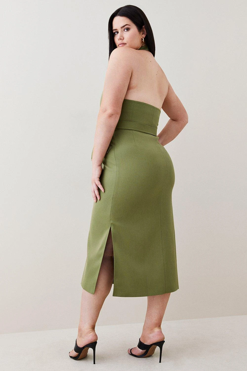 Karen Millen Plus Size Relaxed Tailored Belted Halter Column Midi Dress 3 Karen Millen Plus Size Relaxed Tailored Belted Halter Column Midi Dress
