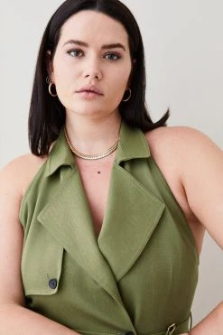 Karen Millen Plus Size Relaxed Tailored Belted Halter Column Midi Dress 7 Karen Millen Plus Size Relaxed Tailored Belted Halter Column Midi Dress -Karen Millen shop navy plus size relaxed tailored belted halter column midi dress 1 1