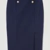 Karen Millen Ponte Button Detail Pencil Midi Skirt
