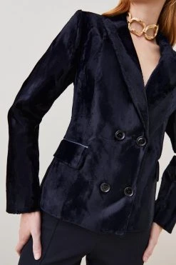Karen Millen Signature Ponyskin Tailored Jacket -Karen Millen shop navy signature ponyskin tailored jacket 3