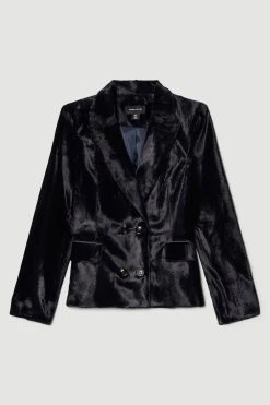 Karen Millen Signature Ponyskin Tailored Jacket -Karen Millen shop navy signature ponyskin tailored jacket 4
