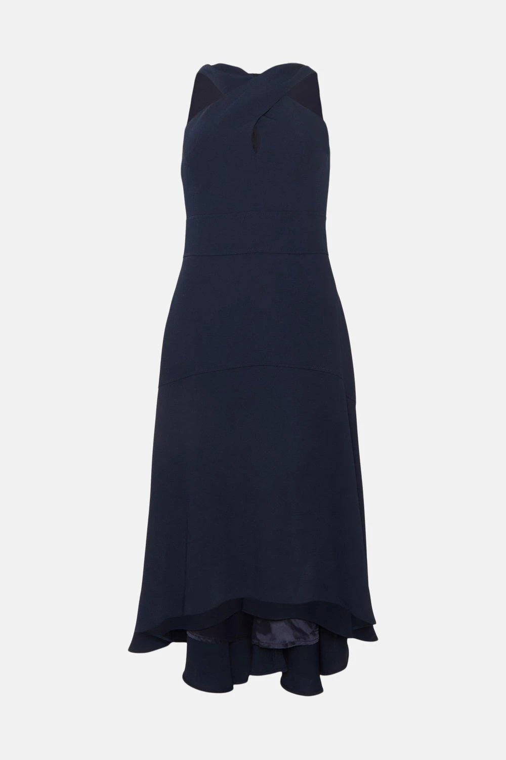Karen Millen Soft Tailored Cross Over Neck High Low Midi Dress 5 Karen Millen Soft Tailored Cross Over Neck High Low Midi Dress - Image 3