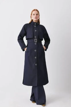 Karen Millen Storm Flap Belted Trench Coat 9 Karen Millen Storm Flap Belted Trench Coat -Karen Millen shop navy storm flap belted trench coat 1