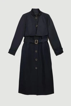 Karen Millen Storm Flap Belted Trench Coat 11 Karen Millen Storm Flap Belted Trench Coat -Karen Millen shop navy storm flap belted trench coat 3