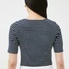 Karen Millen Stripe Cotton Jersey Short Sleeve Top -Karen Millen shop navy stripe cotton jersey short sleeve top