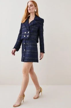 Karen Millen Tweed A Line Mini Skirt 9 Karen Millen Tweed A Line Mini Skirt -Karen Millen shop navy tweed a line mini skirt 1 2