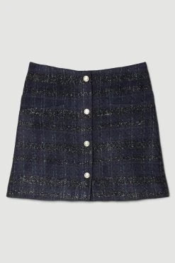 Karen Millen Tweed A Line Mini Skirt 10 Karen Millen Tweed A Line Mini Skirt -Karen Millen shop navy tweed a line mini skirt 1 3