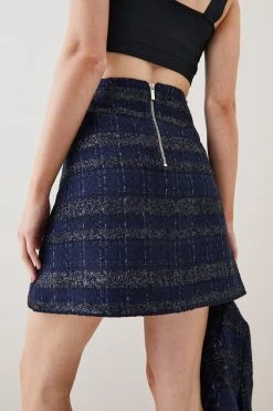 Karen Millen Tweed A Line Mini Skirt 11 Karen Millen Tweed A Line Mini Skirt -Karen Millen shop navy tweed a line mini skirt 1 4