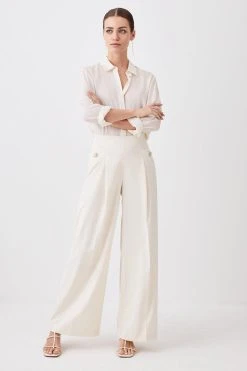Karen Millen Petite Polished High Waist Dart Detail Trouser -Karen Millen shop neutral petite polished high waist dart detail trouser 2