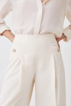 Karen Millen Petite Polished High Waist Dart Detail Trouser -Karen Millen shop neutral petite polished high waist dart detail trouser 4