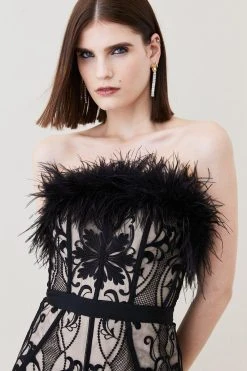 Karen Millen Graphic Embroidered Feather Woven Jumpsuit -Karen Millen shop nude graphic embroidered feather woven jumpsuit 2