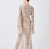 Karen Millen Petite Feather Crystal Embellished Maxi Dress