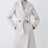 Karen Millen Italian Virgin Wool Belted Collared Coat 1 Karen Millen Italian Virgin Wool Belted Collared Coat -Karen Millen shop oatmeal italian virgin wool belted collared coat