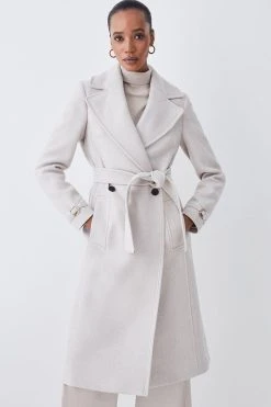 Karen Millen Italian Virgin Wool Belted Collared Coat