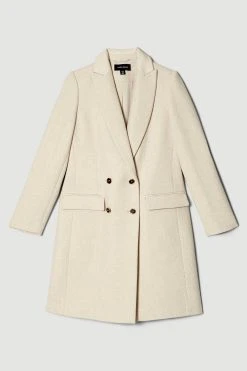 Karen Millen Italian Wool Double Breasted Tailored Coat -Karen Millen shop oatmeal italian wool double breasted tailored coat 2