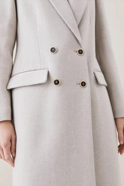 Karen Millen Italian Wool Double Breasted Tailored Coat