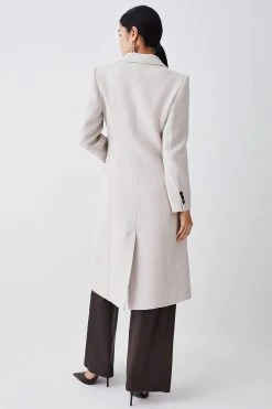Karen Millen Italian Wool Fitted Coat -Karen Millen shop oatmeal italian wool fitted coat 2
