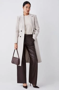 Karen Millen Italian Wool Fitted Coat -Karen Millen shop oatmeal italian wool fitted coat 4