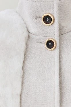 Karen Millen Italian Wool Sheepskin Panelled Belted Coat 11 Karen Millen Italian Wool Sheepskin Panelled Belted Coat -Karen Millen shop oatmeal italian wool sheepskin panelled belted coat 2