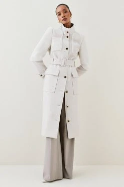 Karen Millen Italian Wool Sheepskin Panelled Belted Coat 13 Karen Millen Italian Wool Sheepskin Panelled Belted Coat -Karen Millen shop oatmeal italian wool sheepskin panelled belted coat 4