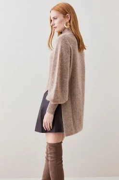 Karen Millen Premium Mohair Wool Blend Funnel Neck Knit Jumper 10 Karen Millen Premium Mohair Wool Blend Funnel Neck Knit Jumper -Karen Millen shop oatmeal premium mohair wool blend funnel neck knit jumper 2