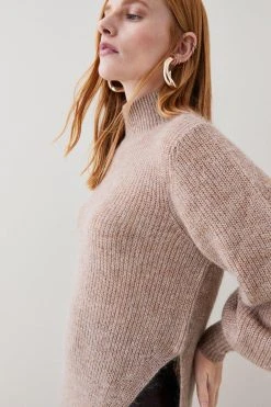 Karen Millen Premium Mohair Wool Blend Funnel Neck Knit Jumper 11 Karen Millen Premium Mohair Wool Blend Funnel Neck Knit Jumper -Karen Millen shop oatmeal premium mohair wool blend funnel neck knit jumper 3