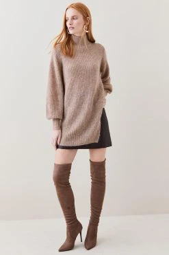 Karen Millen Premium Mohair Wool Blend Funnel Neck Knit Jumper 12 Karen Millen Premium Mohair Wool Blend Funnel Neck Knit Jumper -Karen Millen shop oatmeal premium mohair wool blend funnel neck knit jumper 4