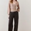 Karen Millen Premium Mohair Wool Blend Wrap Front Knit Jumper -Karen Millen shop oatmeal premium mohair wool blend wrap front knit jumper