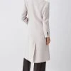 Karen Millen Tall Italian Virgin Wool Fitted Coat -Karen Millen shop oatmeal tall italian virgin wool fitted coat