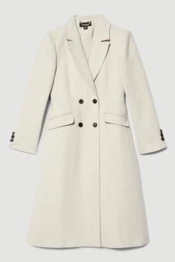 Karen Millen Tall Italian Virgin Wool Fitted Coat -Karen Millen shop oatmeal tall italian virgin wool fitted coat 1 2