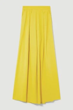 Karen Millen Petite Pleat Detail Wide Leg Trouser -Karen Millen shop ochre petite pleat detail wide leg trouser 4