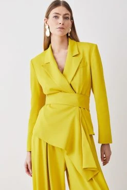 Karen Millen Petite Soft Drape Detail Blazer 12 Karen Millen Petite Soft Drape Detail Blazer -Karen Millen shop ochre petite soft drape detail blazer 4