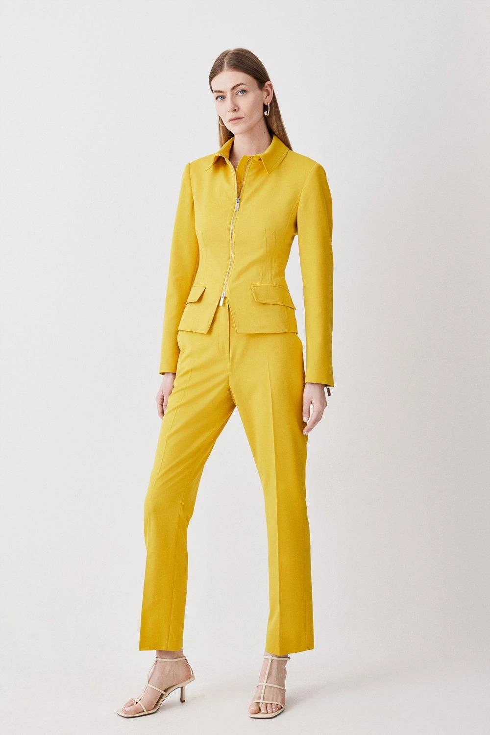 Karen Millen Polished Tailored Corset Detail Zip Up Blazer 3 Karen Millen Polished Tailored Corset Detail Zip Up Blazer