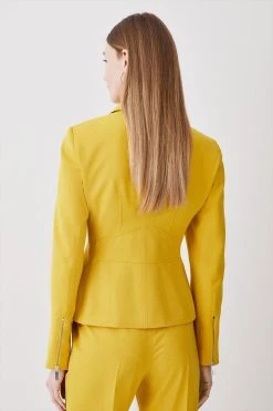 Karen Millen Polished Tailored Corset Detail Zip Up Blazer 11 Karen Millen Polished Tailored Corset Detail Zip Up Blazer -Karen Millen shop ochre polished tailored corset detail zip up blazer 1 4