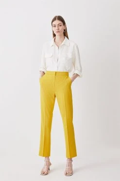 Karen Millen Polished Tailored Straight Leg Trousers 10 Karen Millen Polished Tailored Straight Leg Trousers -Karen Millen shop ochre polished tailored straight leg trousers 1 2