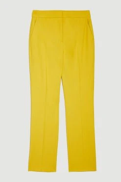 Karen Millen Polished Tailored Straight Leg Trousers 11 Karen Millen Polished Tailored Straight Leg Trousers -Karen Millen shop ochre polished tailored straight leg trousers 1 3
