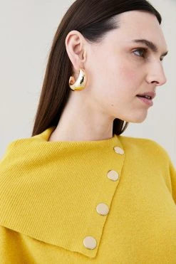 Karen Millen Wool Blend Envelope Neck Slouchy Knit Jumper -Karen Millen shop ochre wool blend envelope neck slouchy knit jumper 1