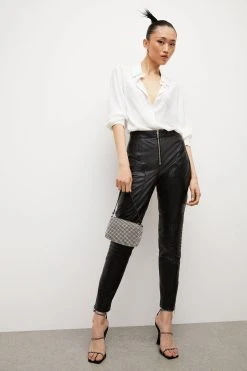 Karen Millen Leather Moto Biker Trouser 9 Karen Millen Leather Moto Biker Trouser -Karen Millen shop off white leather moto biker trouser 2