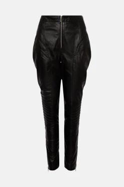 Karen Millen Leather Moto Biker Trouser 11 Karen Millen Leather Moto Biker Trouser -Karen Millen shop off white leather moto biker trouser 4