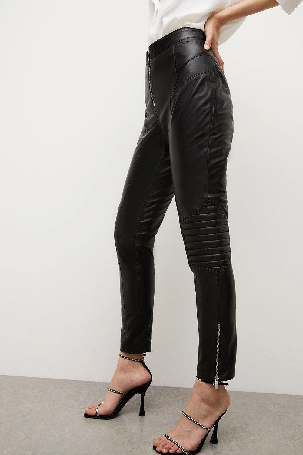 Karen Millen Leather Moto Biker Trouser 3 Karen Millen Leather Moto Biker Trouser