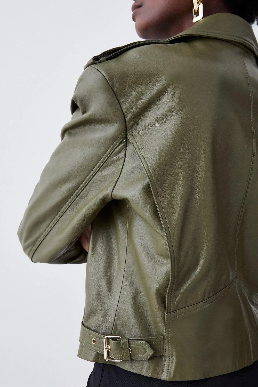 Karen Millen Leather Strong Shoulder Biker Jacket 4 Karen Millen Leather Strong Shoulder Biker Jacket - Image 2