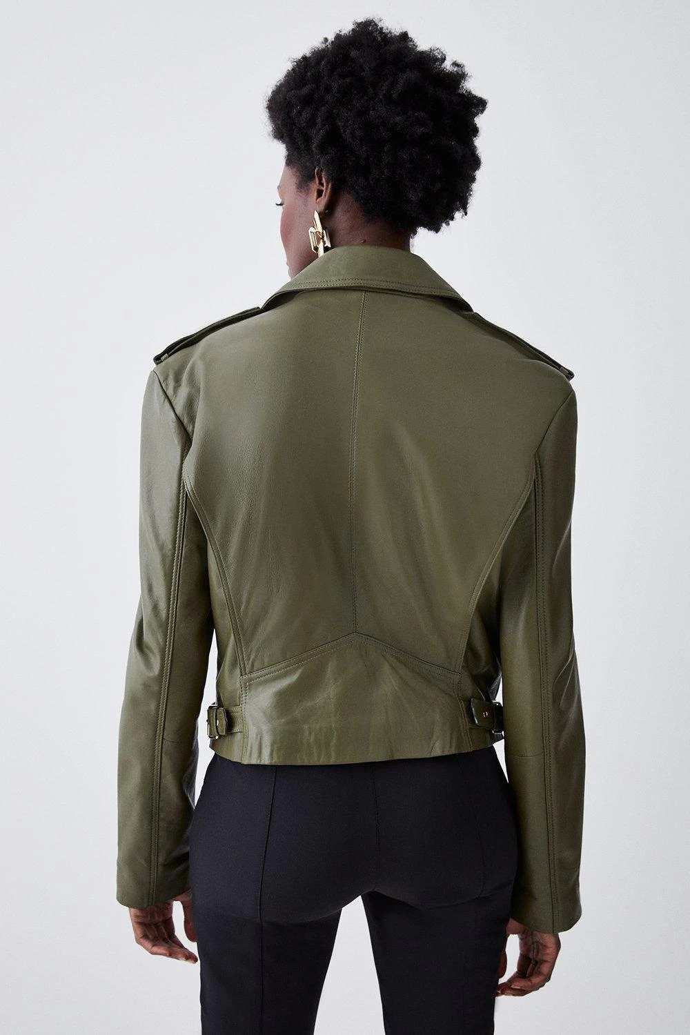 Karen Millen Leather Strong Shoulder Biker Jacket 5 Karen Millen Leather Strong Shoulder Biker Jacket - Image 3