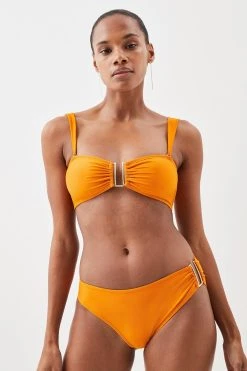 Karen Millen Bikini Bottoms With Gold Trim -Karen Millen shop orange bikini bottoms with gold trim 2