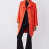 Karen Millen Boucle Pocket Detail Textured Collared Coat -Karen Millen shop orange boucle pocket detail textured collared coat