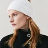 Karen Millen Cashmere Blend Ribbed Pom Hat -Karen Millen shop orange cashmere blend ribbed pom hat