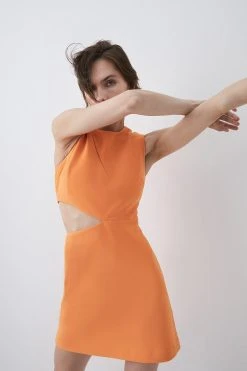 Karen Millen Figure Form Cut Out Mini Dress 9 Karen Millen Figure Form Cut Out Mini Dress -Karen Millen shop orange figure form cut out mini dress 3
