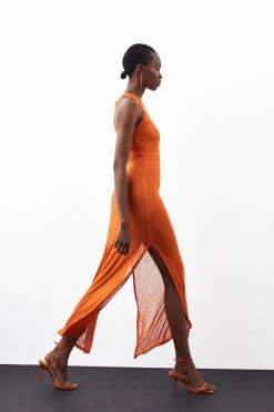 Karen Millen Hotfix Mesh Jersey Maxi Dress